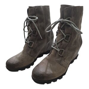 Sorel Joan Of Arctic Wedge II Boot Waterproof Leather Quarry Gray 9.5